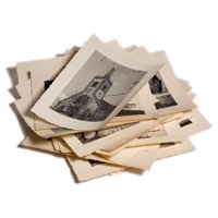 Stack of old black and white photos